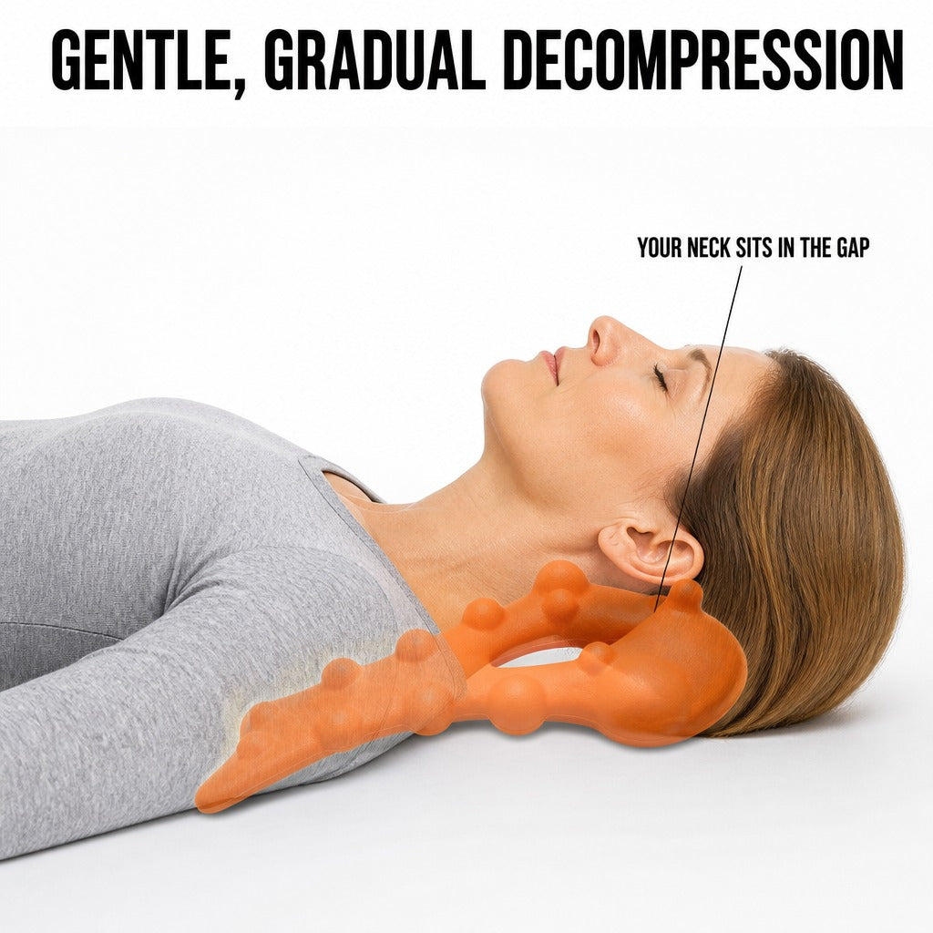 How the Snando Neck Release Board sits along the spine with the neck in the gap