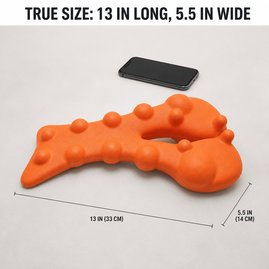 Snando Neck Release Board at true size, 33 cm long and 14 cm wide