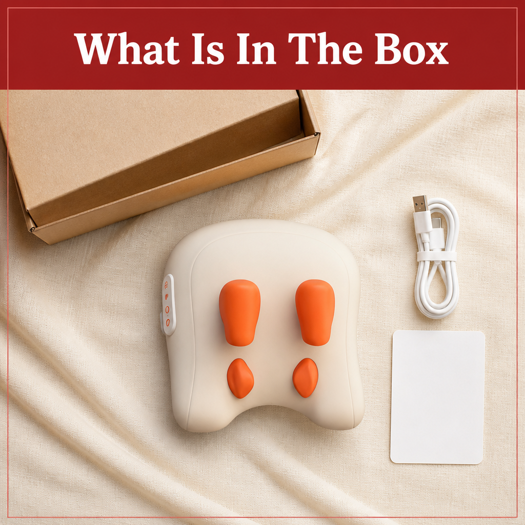 What is in the box Snando neck pillow USB cable quick start card