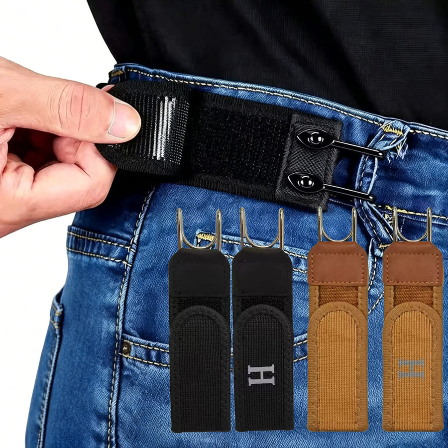 SideAnchor buckle-free belt — two hip anchors, flat front
