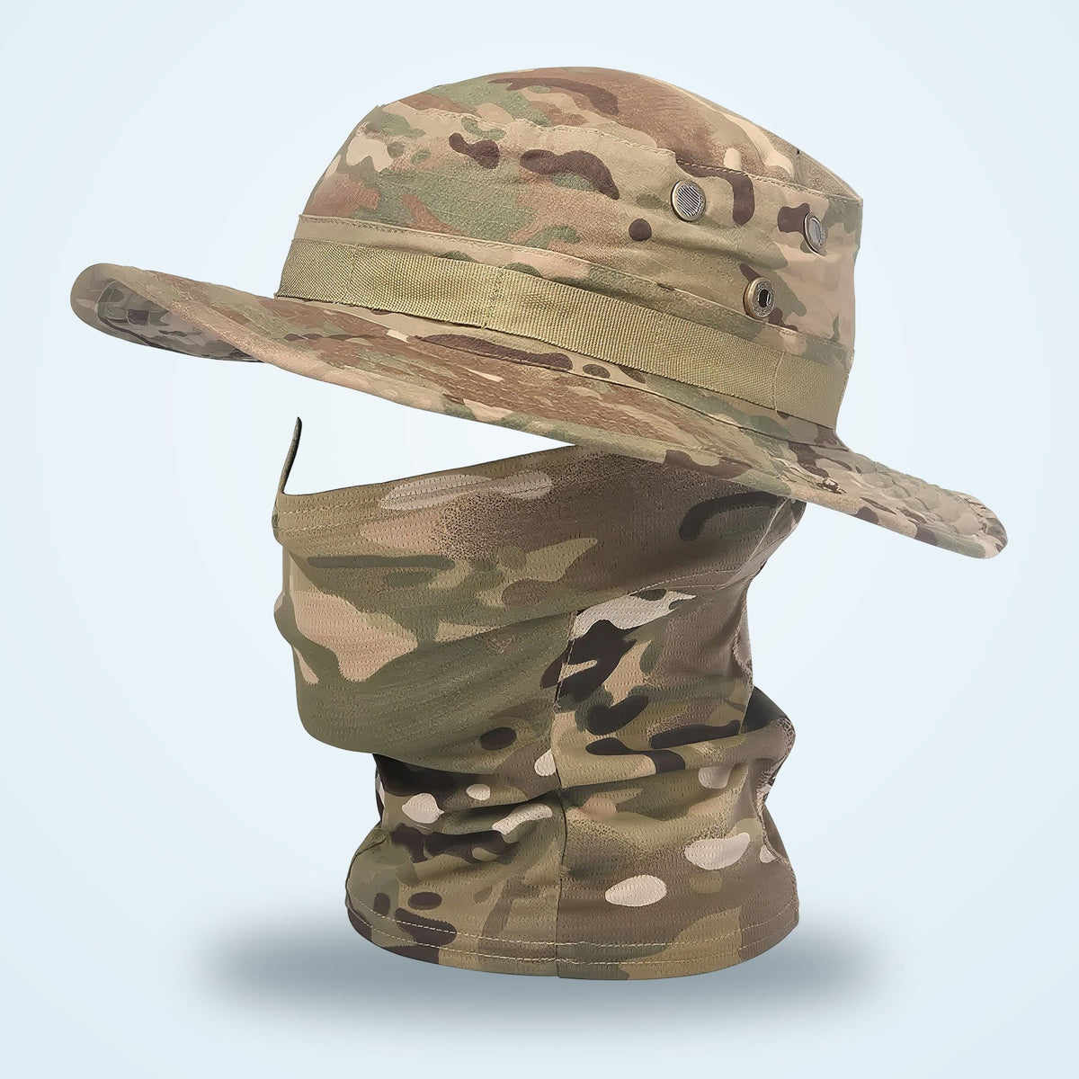 Snando BrimShield boonie sun hat with separate camo face and neck cover
