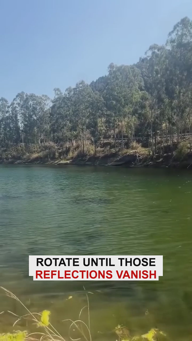 Rotate until reflections vanish - CPL filter
